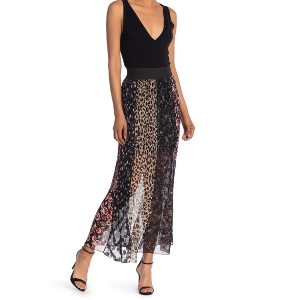 Anna Sui RUNWAY | Artisanal Soiree Stretch Silk Mixed Media Print Skirt NWT | M
